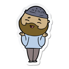 Obraz premium sticker of a cartoon happy bearded man
