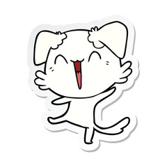 sticker of a happy little dog cartoon