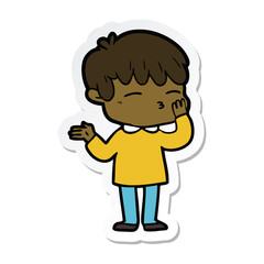 sticker of a cartoon curious boy
