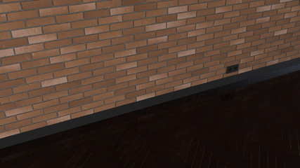 Empty room with brick wall and parquet flooring