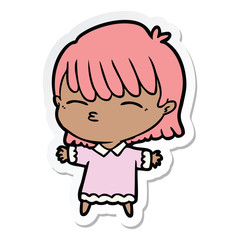 sticker of a cartoon woman