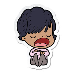 sticker of a cartoon woman talking