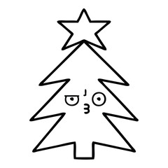 line drawing cartoon christmas tree