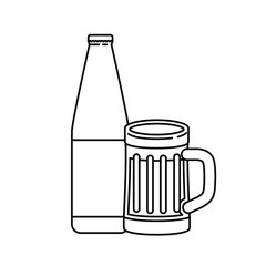 bottle of beer and glass isolated icon