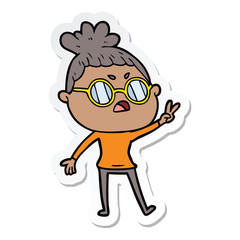 Naklejka premium sticker of a cartoon annoyed woman