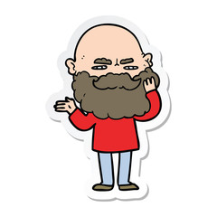 sticker of a cartoon man with beard frowning