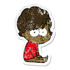 distressed sticker of a cartoon woman