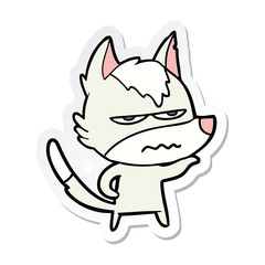sticker of a cartoon annoyed wolf