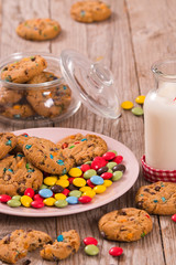 Candy coated cookies.