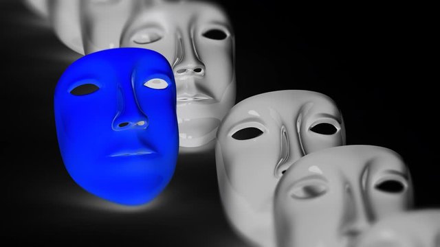 The mask. Looping footage has 4K resolution. Prores 4444. 3D Illustration.