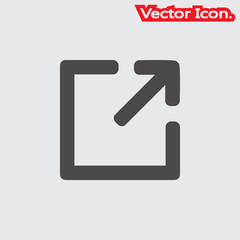 External Link icon isolated sign symbol and flat style for app, web and digital design. Vector illustration.