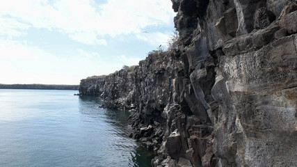 cliffs of the volcanic caldera from prince philip's steps on isla genovesa