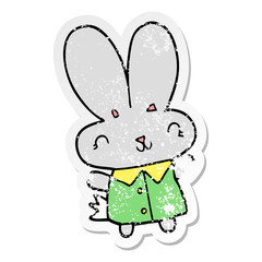 distressed sticker of a cute cartoon tiny rabbit