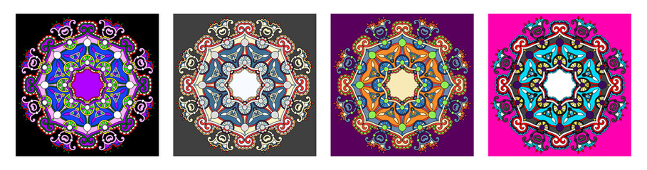 Circle lace ornament, round ornamental geometric doily