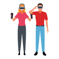 People playing with virtual reality