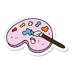 sticker of a quirky hand drawn cartoon art pallette
