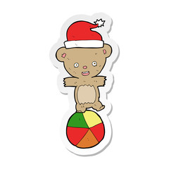 sticker of a cartoon christmas teddy bear