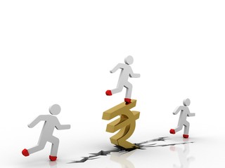 3d illustration Business Network with rupee sign