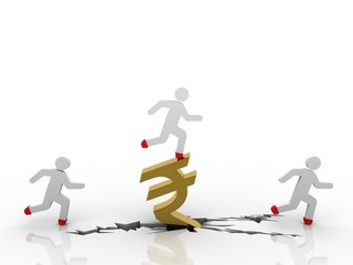 3d illustration Business Network with rupee sign