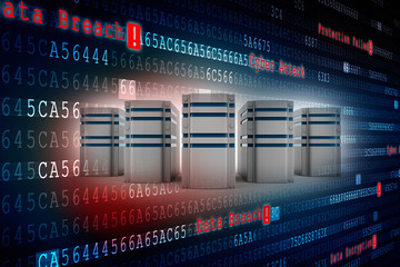 3d rendering Database storage network concept
