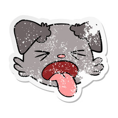 distressed sticker of a cartoon dog face