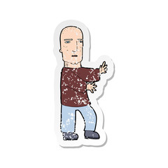 retro distressed sticker of a cartoon tough man