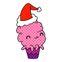 christmas cartoon of kawaii muffin