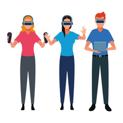 People playing with virtual reality