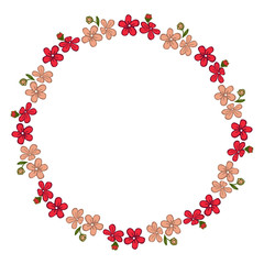 Vector illustration elegant bright colorful wreath frame with greeting card