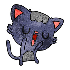 textured cartoon of cute kawaii cat
