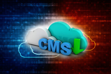 3d rendering cms cloud with laptop