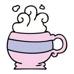quirky hand drawn cartoon hot drink