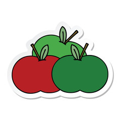 sticker of a cute cartoon juicy apple