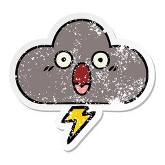 Obraz premium distressed sticker of a cute cartoon storm cloud