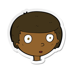 sticker of a cartoon curious boy