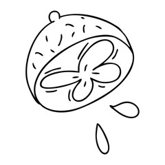 quirky line drawing cartoon lemon