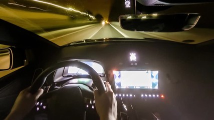 Car driving hyperlapse - inside view, left side