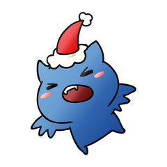 christmas gradient cartoon of kawaii bat