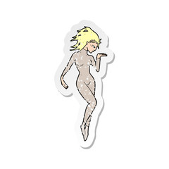 retro distressed sticker of a cartoon future space woman
