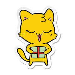 sticker of a happy cartoon cat