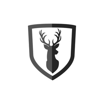 Deer head silhouette on white background, simple icon