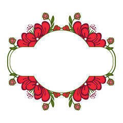 Vector illustration artwork red wreath frame with green leaves