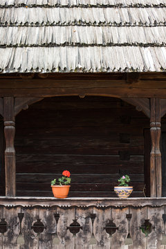 Wooden porch, with flowers