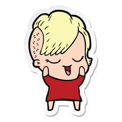 sticker of a happy cartoon girl