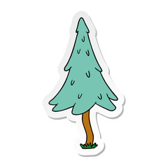 sticker cartoon doodle of woodland pine trees