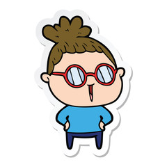sticker of a cartoon woman wearing spectacles