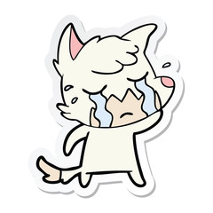 sticker of a crying fox cartoon