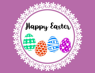 Happy easter silhouette colorful wonderful paint eggs creative design decorating idea Vector Illustration