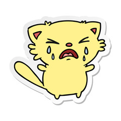 Obraz premium sticker cartoon of cute kawaii crying cat