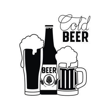 cold beer label isolated icon
